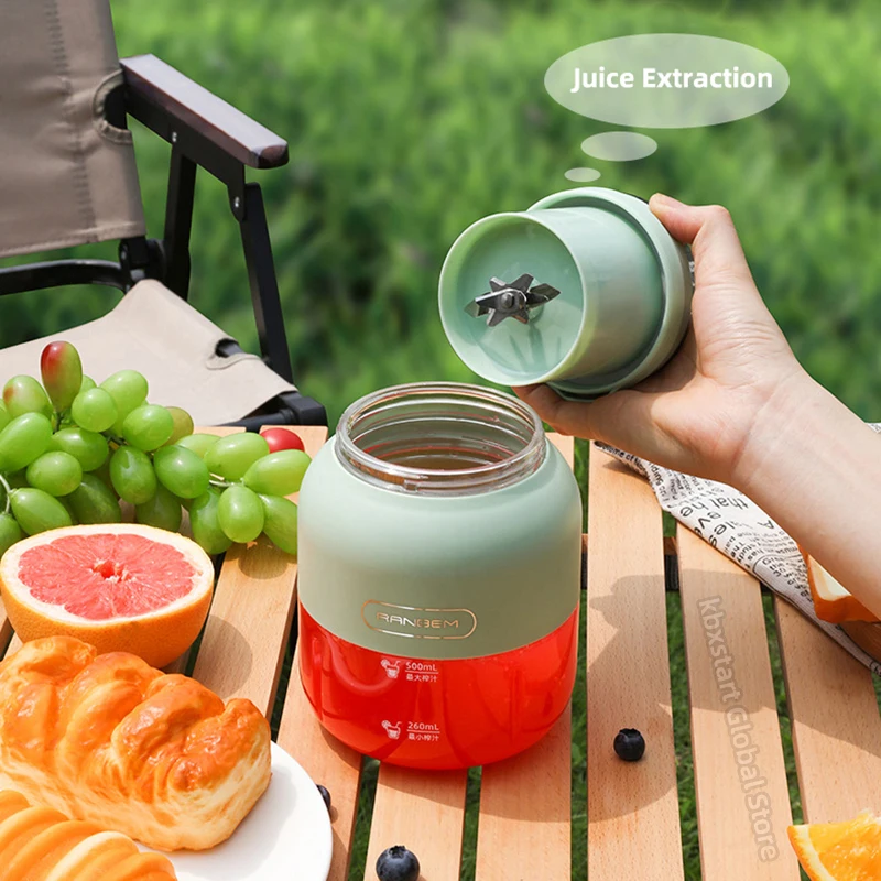 Wireless Juicer Blender Portable 500ml Milkshake Mixer Juice Maker USB Rechargeable Juice Cup for Home Kitchen 2600mAh