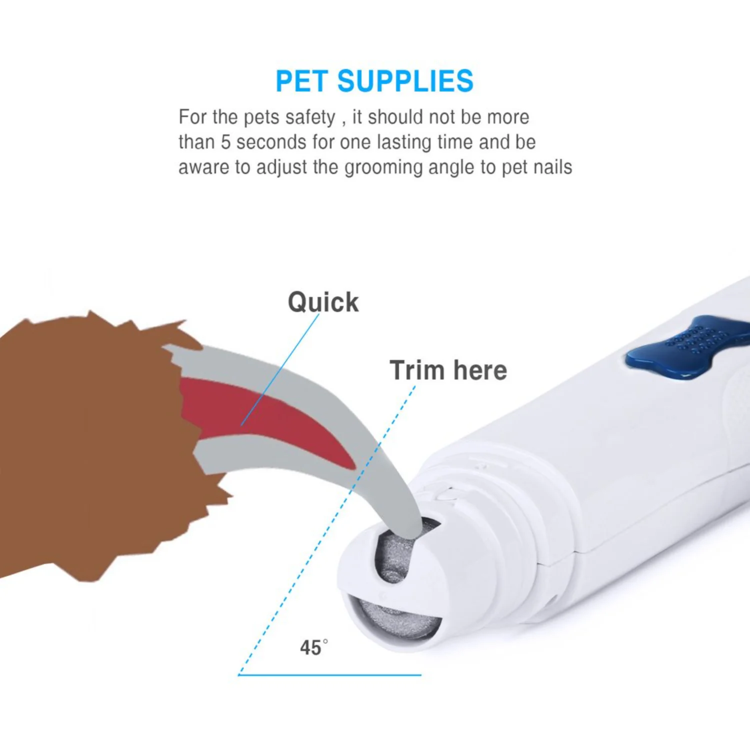 Portable Pet Nail Grinder for Dogs/Cats - Battery-Powered Auto Nail Clippers for Large/Small Pets - Smoothing Paw Perfect Trimme