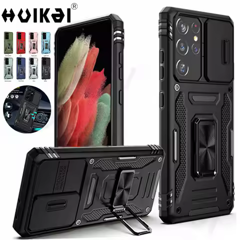 Military Grade Protective Case For Samsung Galaxy S22 Ultra S21 S20 FE S10 A53 A73 A13 A52S A04S Ring Stand Silicone Phone Cove