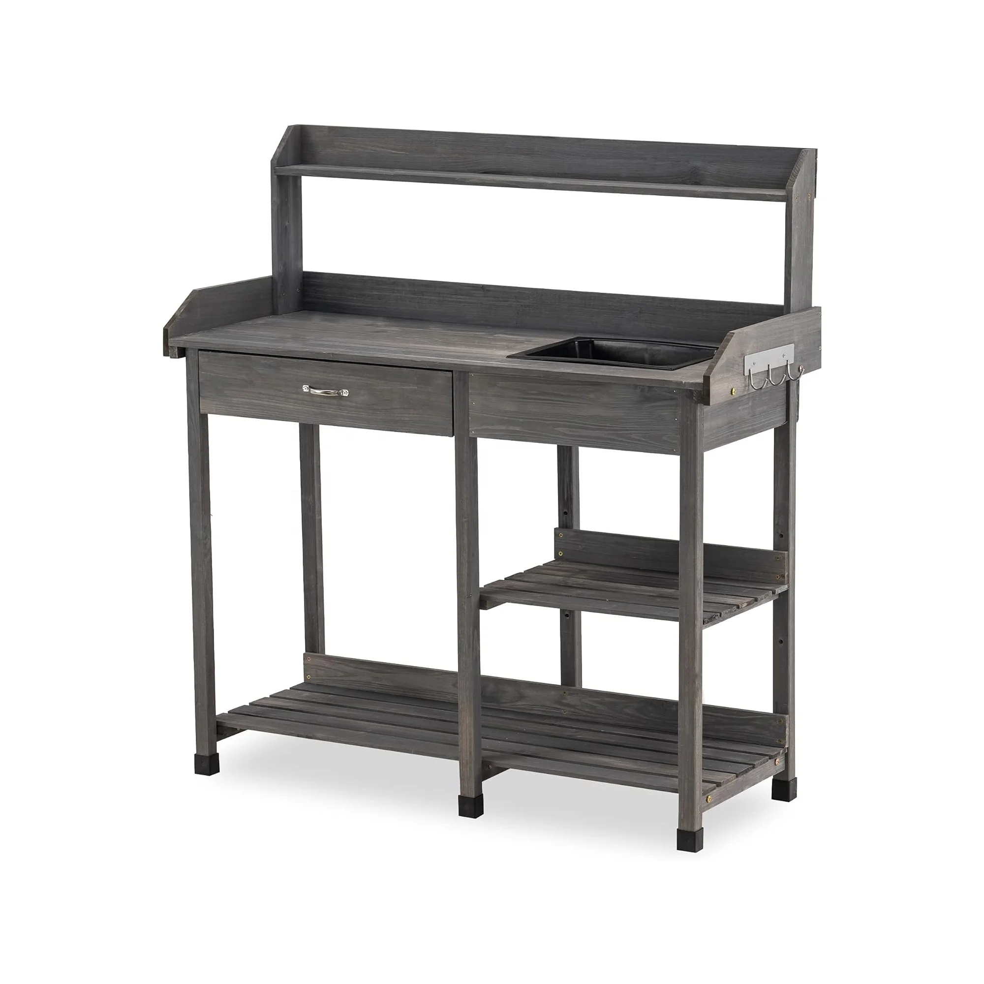 XOT024 Modern Grey Wooden Potting Bench for Garden & Outdoor Backyard Decor for Home Nursery Hotels