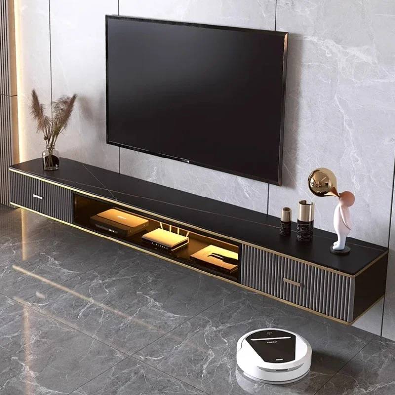 Simple Sintered Stone Wall-mounted TV Cabinet Modern Apartment Living Room TV Stands Storage Cabinet Integrated Furniture zz