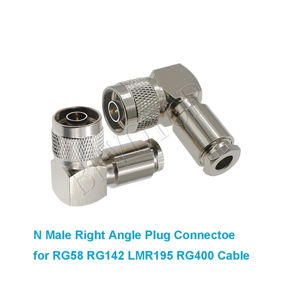 10PCS N Male Connector Right Angle N Type Male Clamp for RG58 RG223 RG142 RG400 LMR195 Cable Brass BEVOTOP