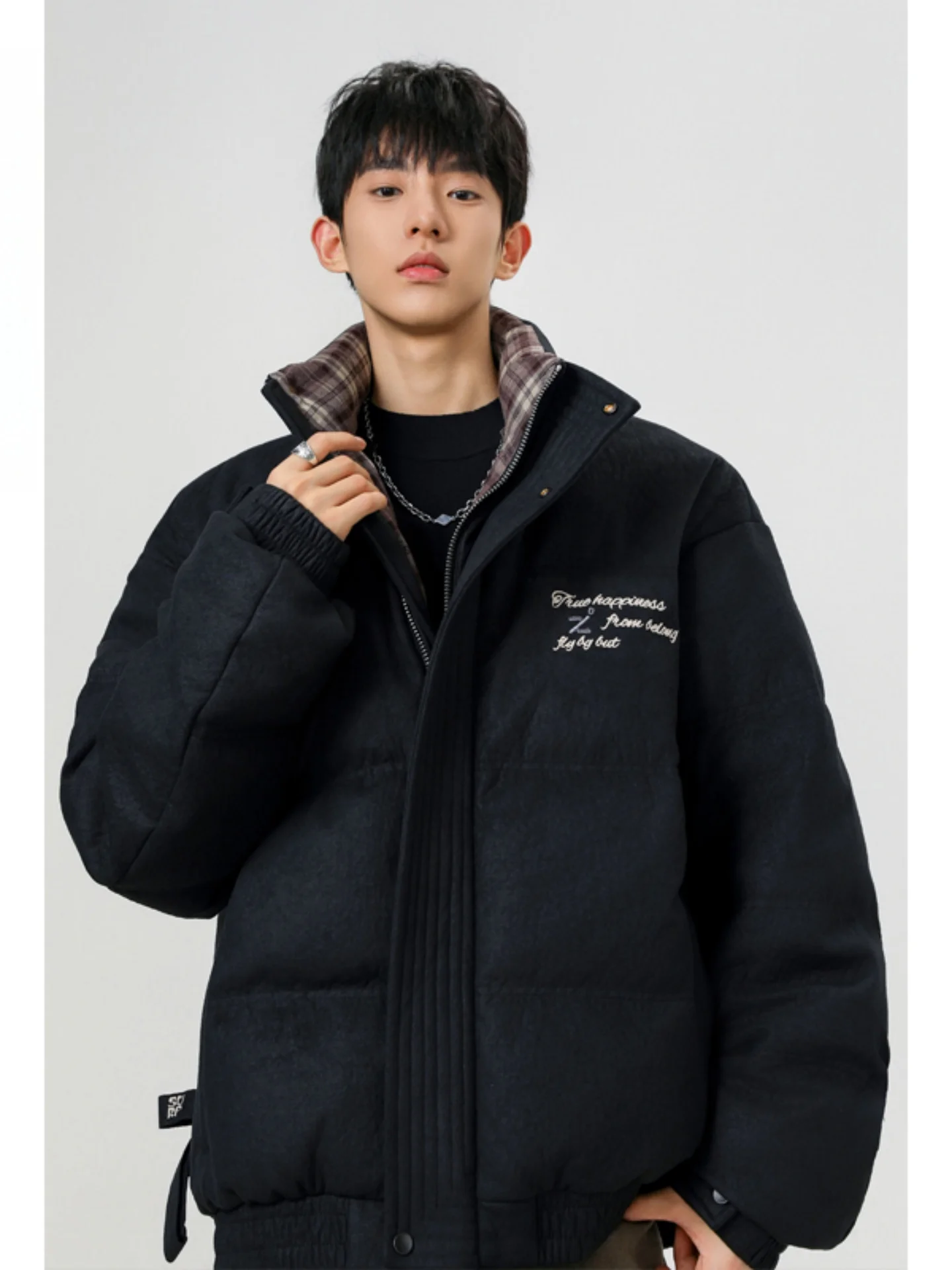 

Мужская зимняя утепленная пуховая куртка с воротником-стойкой, в стиле ретро, свободного кроя, повседневная, премиум-класса, с белым пухом, теплая, модная верхняя одежда