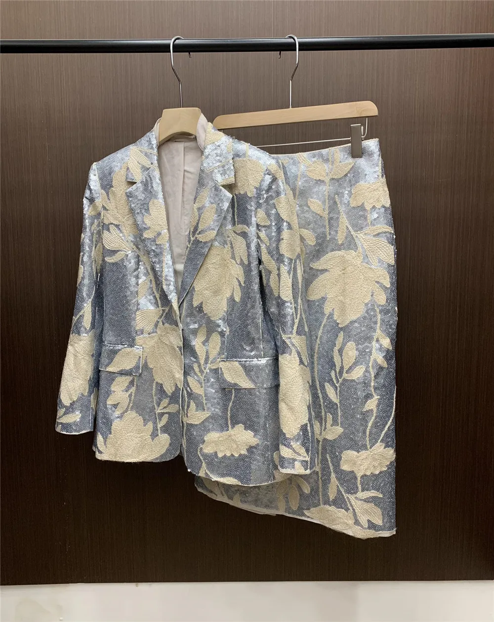 High Quality Embroidery Flower Suit Women's Blazer Jacket +Shorts+ vest+ High Waist Skirt 4Piece Set Woman Clothing