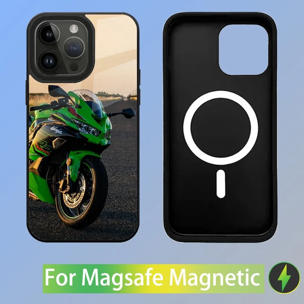 Motorfietsen N-Ninja H2R telefoonhoesje voor iPhone 16,15,14,13,12,11,Plus,Pro,Max Mini K-KawasakiE Magsafe magnetisch draadloos opladen