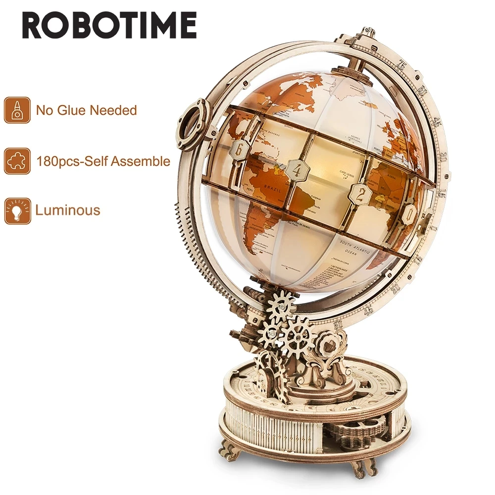 Robotime Rokr Luminous Wooden LED Light Hot Selling 180PCS Model Building Block Kits Toy Gift for Children Adult 3D Puzzle