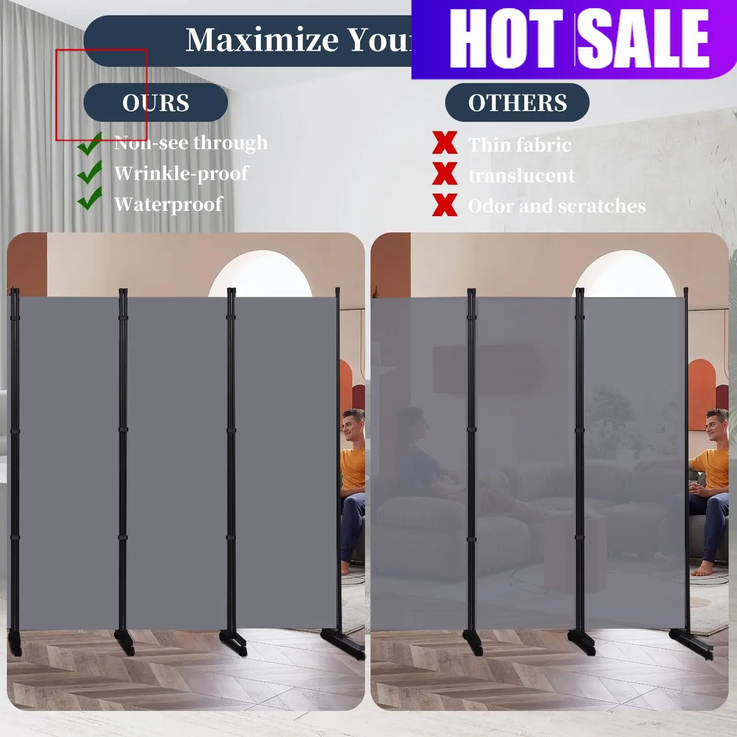 

Складная тканевая перегородка на колесиках с замком, разделитель пространства для дома, офиса, спальни, студии, настенный экран для зонирования комнаты