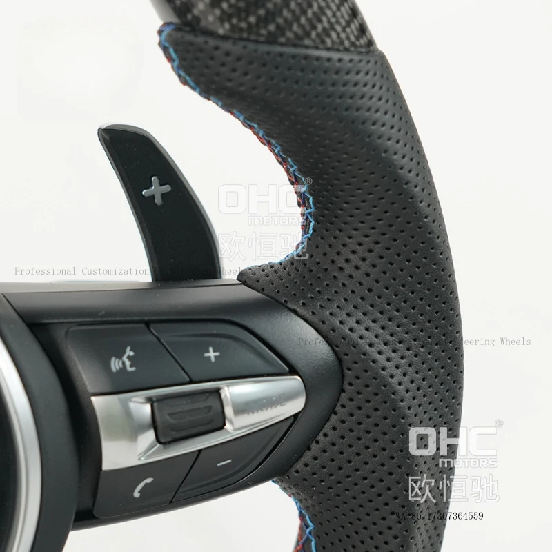 Hot for BMW 5 Series, 6 Series, 7 Series, M5, M6, M8, three-color positioning line carbon fiber high-end sports steering wh