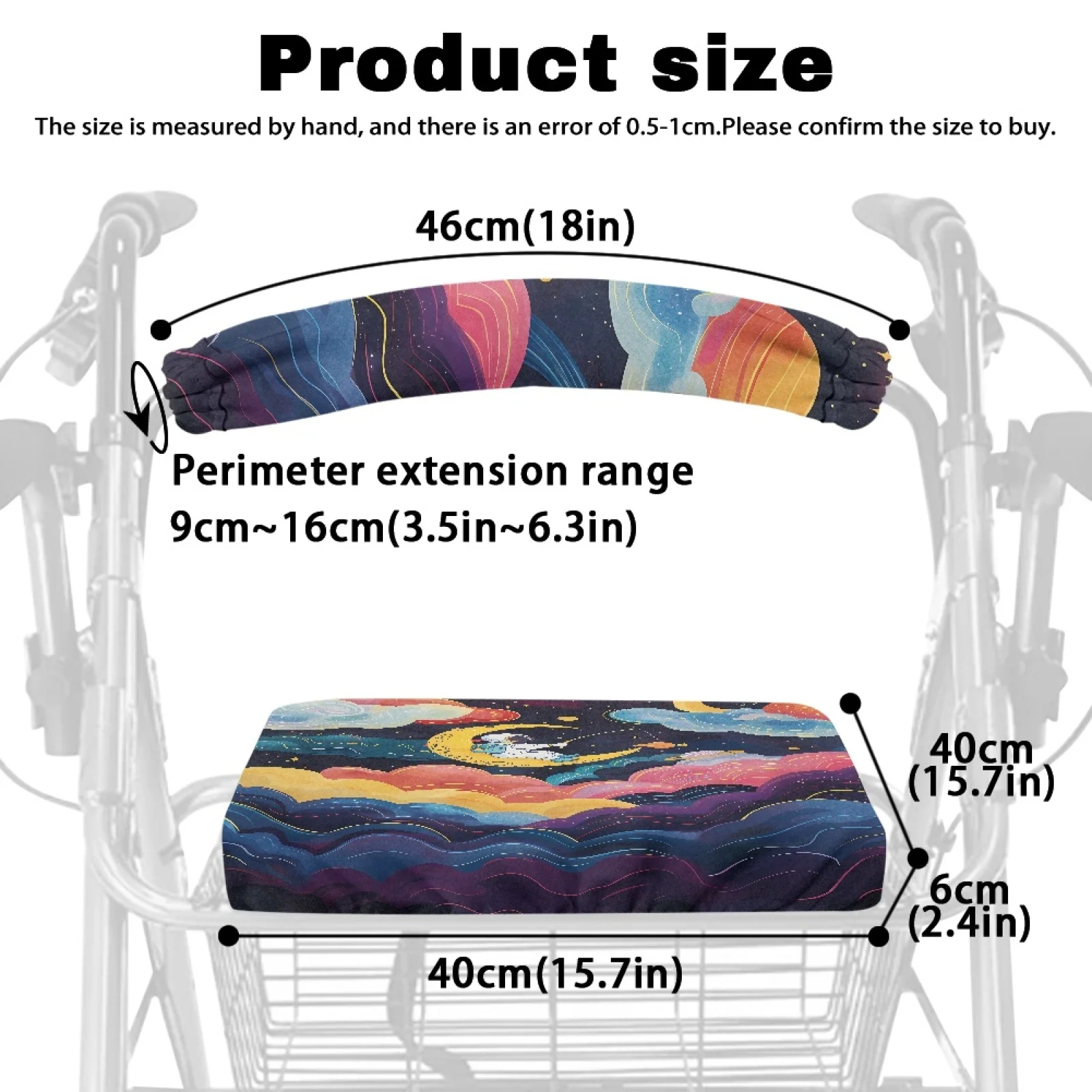 Coloranimal Adjustable Backrest Covers Easy Install 2PCS Walker Seat Cushion for Family for Outdoors Moonlit Angling - view 6