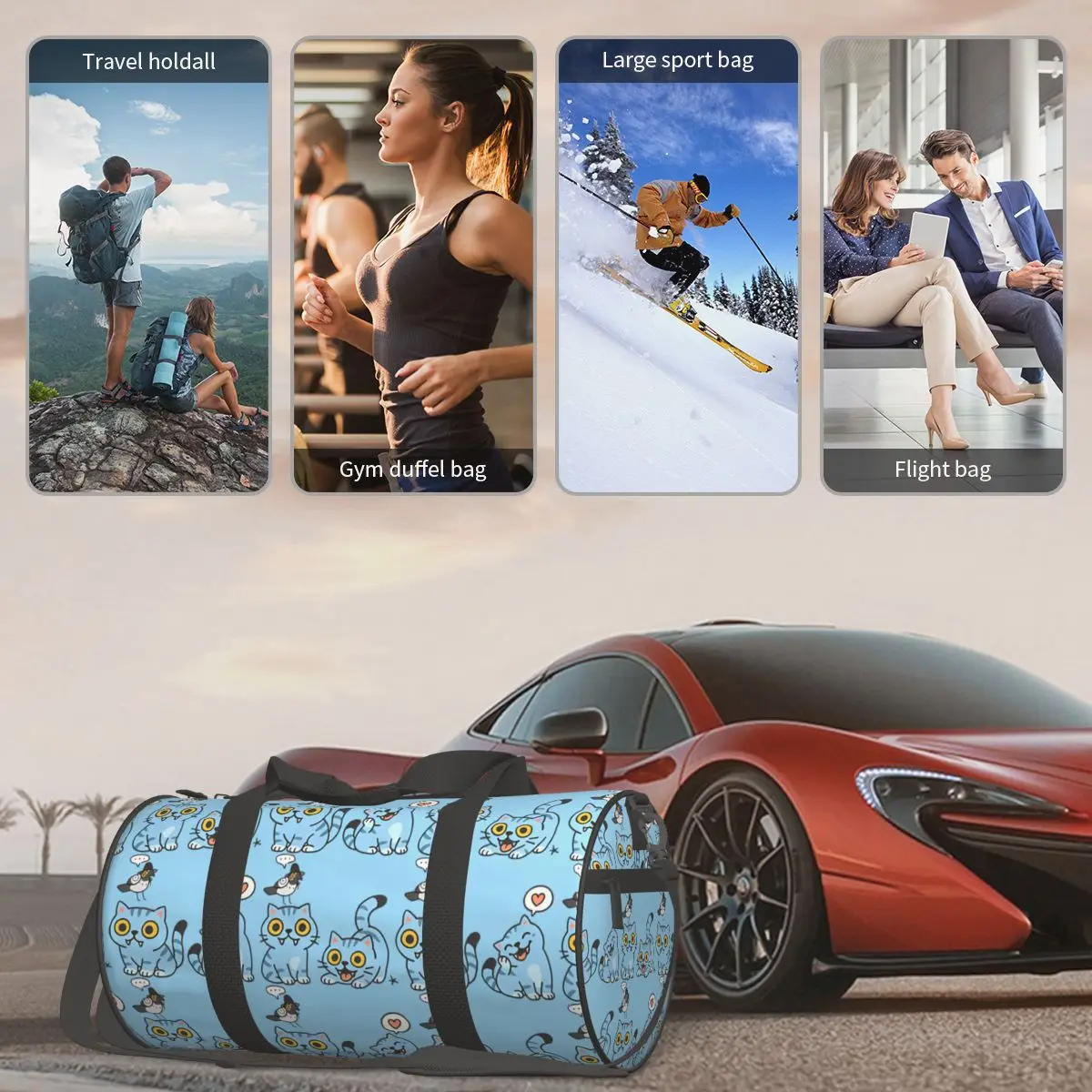 KPop شيطان الصيادين Huntrix قميص ديربي النمر حقيبة قاعة رياضة مقاوم للماء حقائب رياضية كبيرة السفر تصميم حقيبة يد حقيبة اللياقة للرجال والنساء