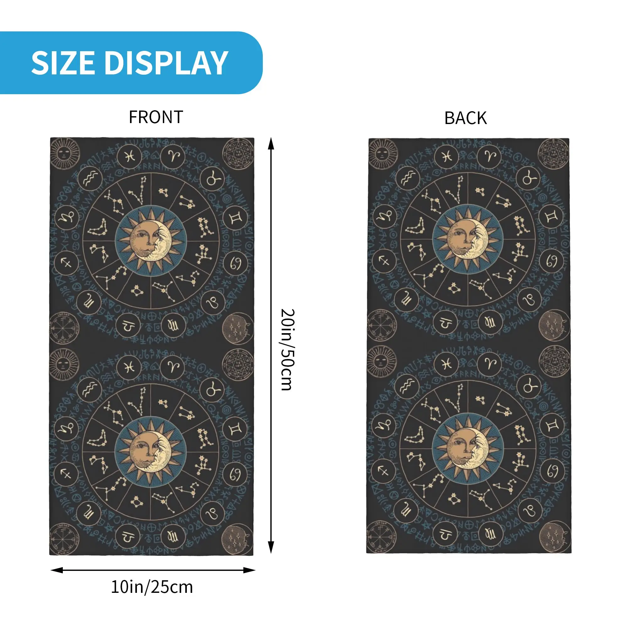 Horoscope Wheel With Zodiac Signs Bandana Neck Cover Printed Magic Scarf Face Mask Cycling Unisex Adult Breathable