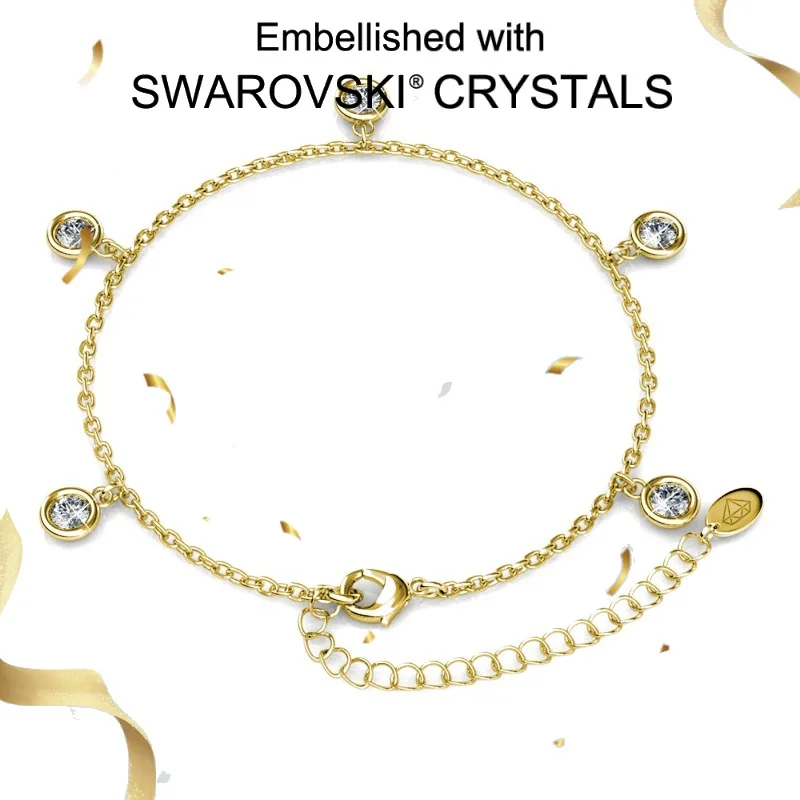 

Daisini 925 Sterling Silver Crystals from Swarovski Round Charm Tassels Bracelets Bangles Waterproof Rhinestone Charm Jewelry