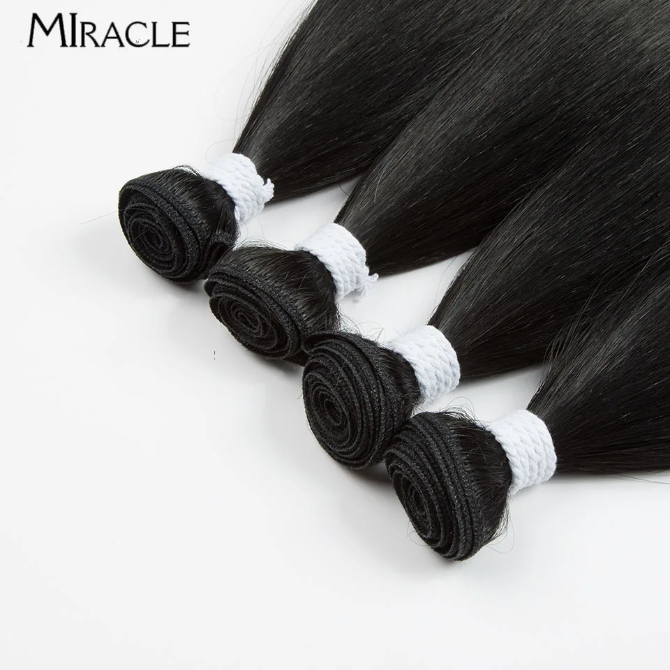 MIRACLE 24 Inch Straight Hair Extensions Synthetic Hair Bundles for Women Blonde Red Hairpiece Colored Super Long Hair Bundles