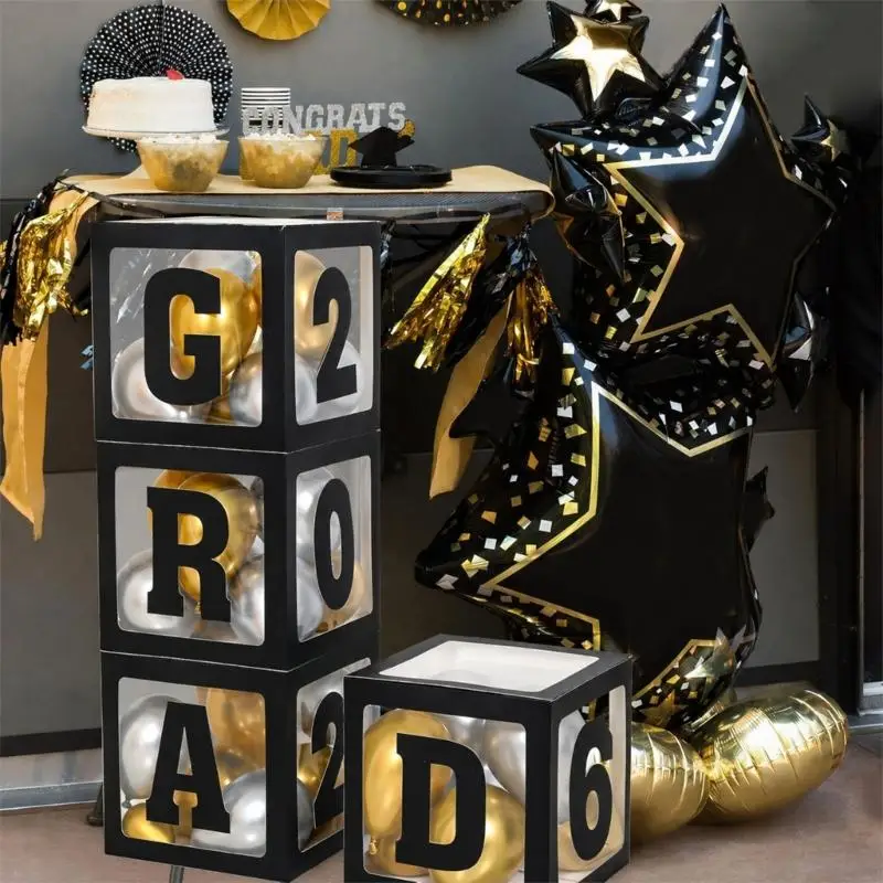

Graduation Party Balloon Box Set With 3 Color Easy To Assemble DIY Decoration For Cake Table And Dessert Table 37JD