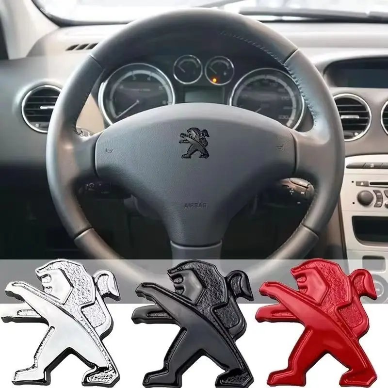 

2.9x3.1cm Car Steering Wheel Center Emblem for Peugeot 206 208 3008 Rifter 307 RCZ 207 301 308 5008 2008 508 Metal Badge Sticker