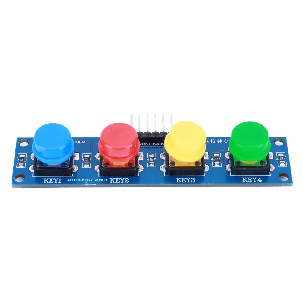 모자 및 LED 표시기가 있는 4개의 독립 버튼 키보드 모듈 키패드 모듈 Arduino 또는 Raspberry Pi용 고레벨 출력