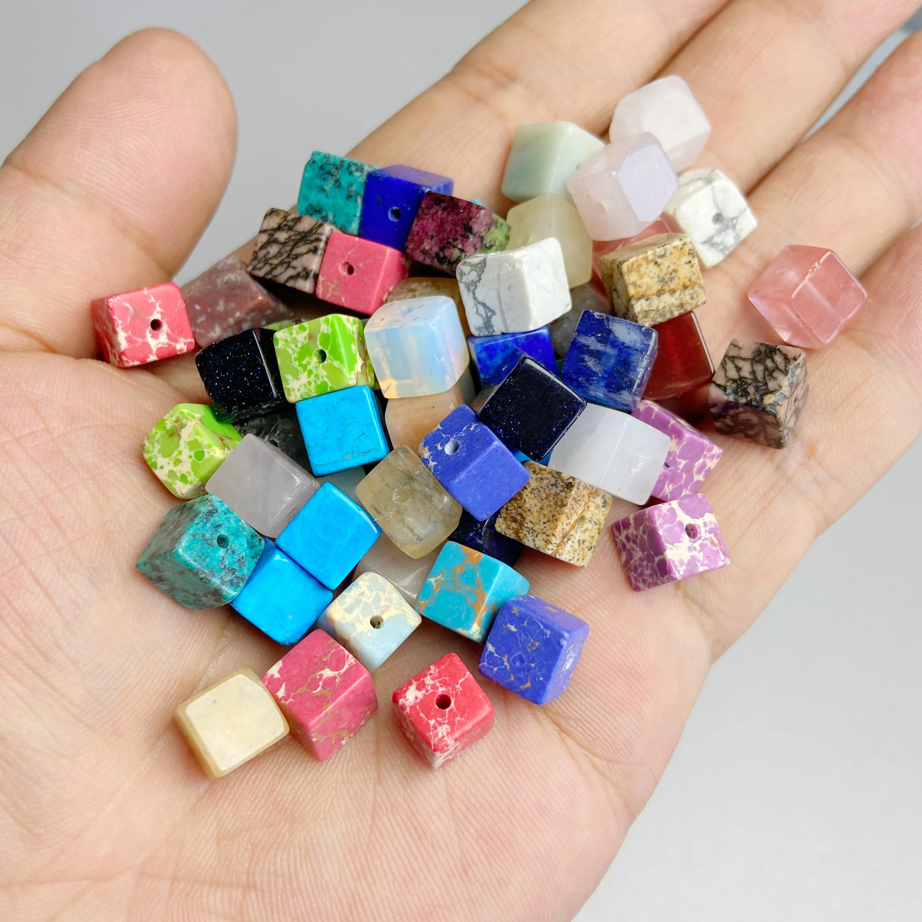 4/6/8mm Square Cube Natural Stone Beads Loose Turquoises Lapis Lazuli Amazonite Spacer Beads Charm for Jewelry Making Wholesale