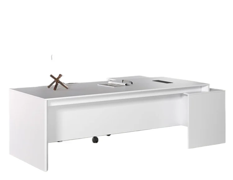 LMM simple modern white boss office desk and chair combination supervisor office table