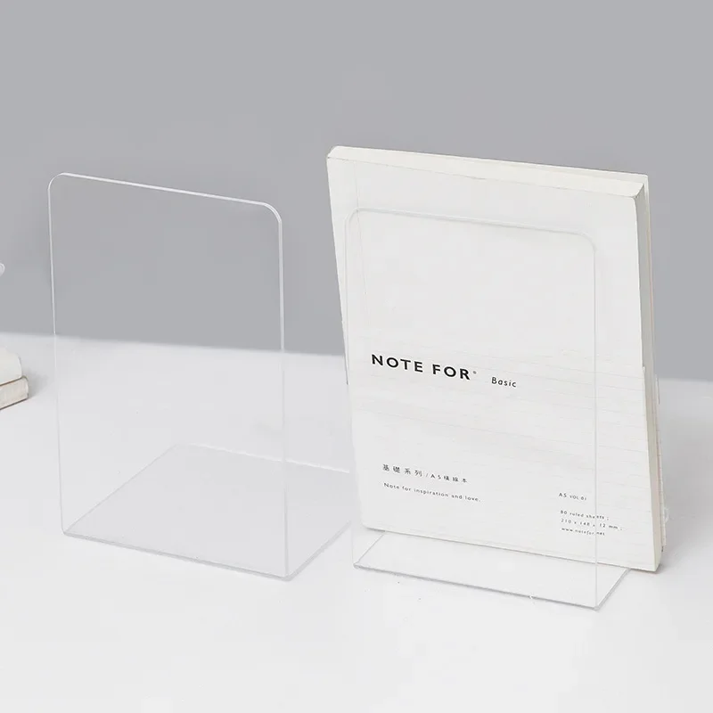 

Clear Acrylic Bookends L-shaped Desk Organizer Desktop Book Holder School Stationery Office Accessories