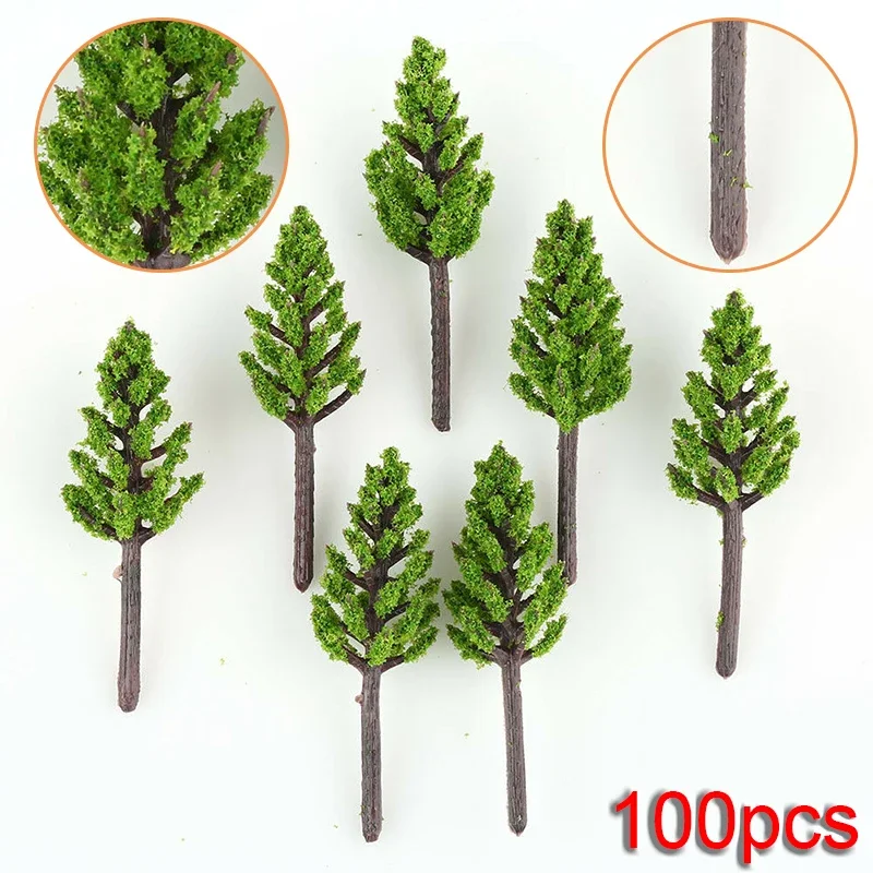 100Pcs 38mm Model Pine Trees Model N Z Scale Wargame Train Railway Scenery Layout Decor Accessories Landscape