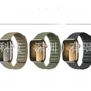 Genuine leather magnetic clock, Twill Strap, suitable for Apple S9, Iwatch 56789Se, Ultra2 Manufacturer 10 Main Sales Leather Bracelet for Watch - №4