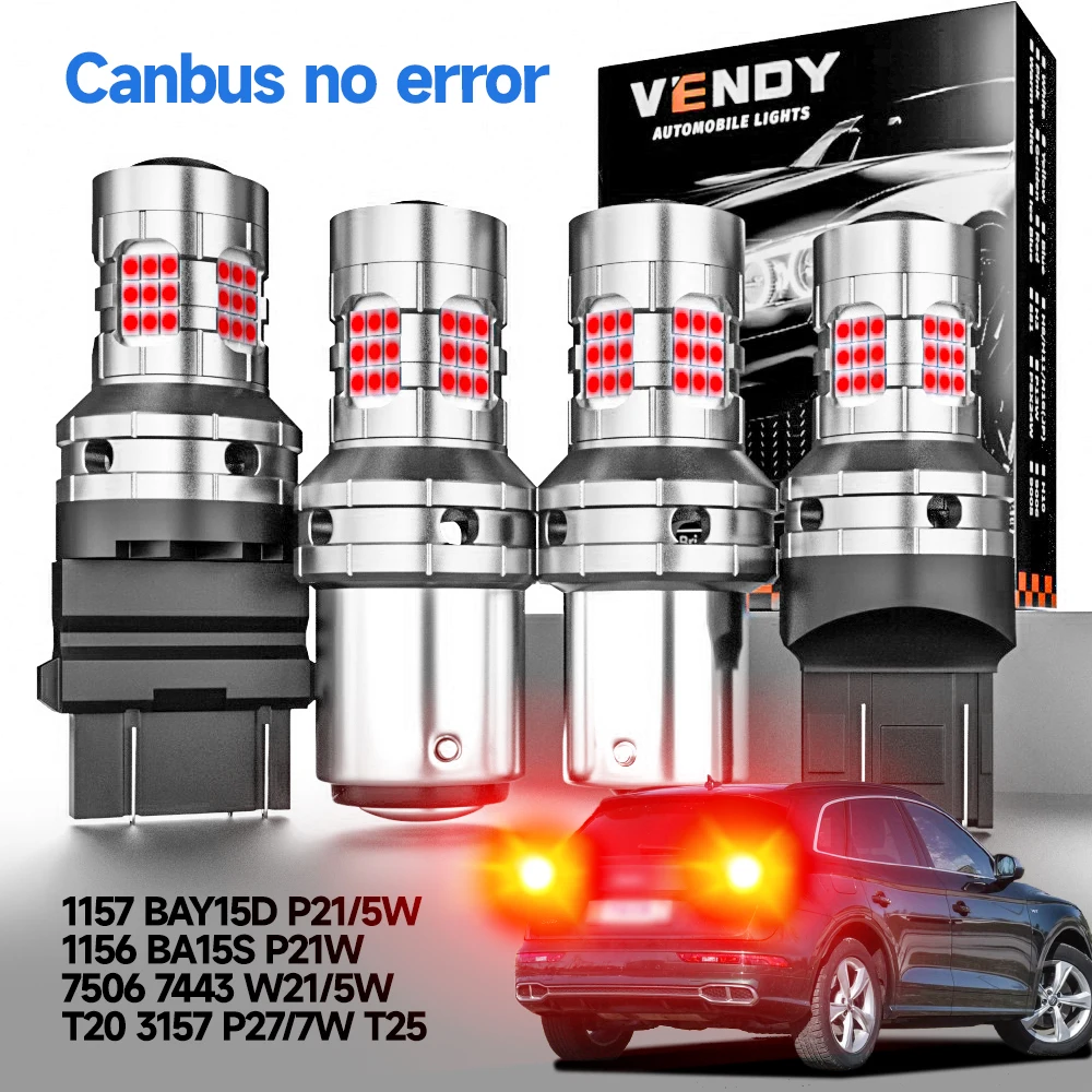 2pcs LED Brake Light 1157 BAY15D P21/5W 1156 BA15S P21W 7506 7443 W21/5W T20 3157 P27/7W T25 Canbus NO Error Accessories Red