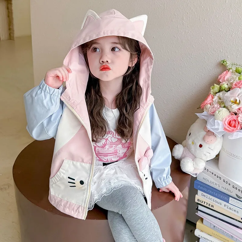 

Kawaii Hello Kitty Sanrio Student Cute Cartoon Long Sleeve Hooded Jacket Children Comfortable Warm Clothes Hoodie Gift for Kids