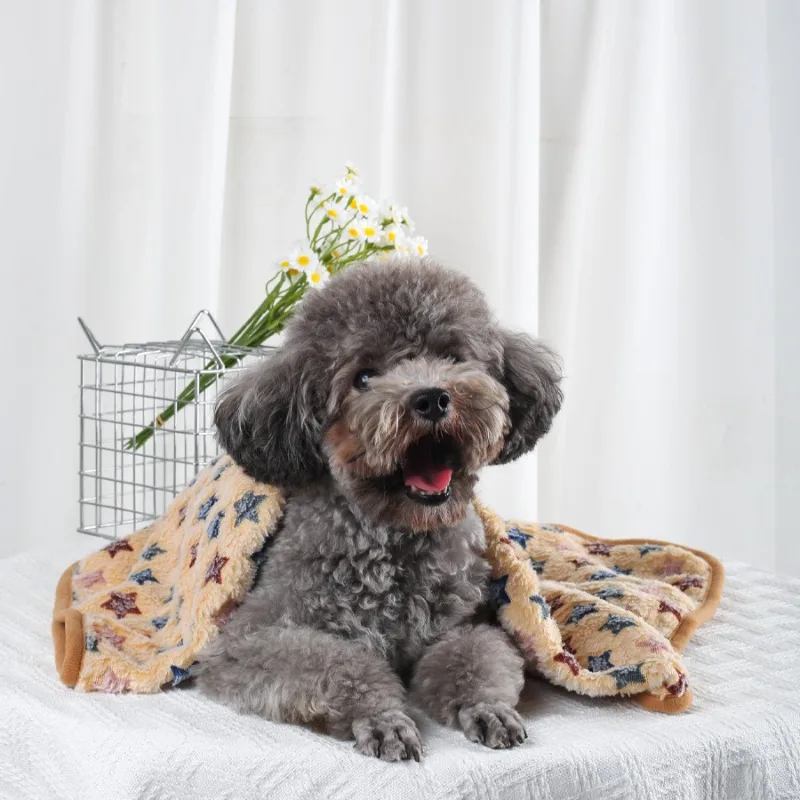 Weiche, flauschige, hochwertige Haustierdecke aus Flanell, Hundeschlafdecke mit Pfotenmuster, Haustiermatte, warme, bequeme Decke für Katzen und Hunde – Detail 15