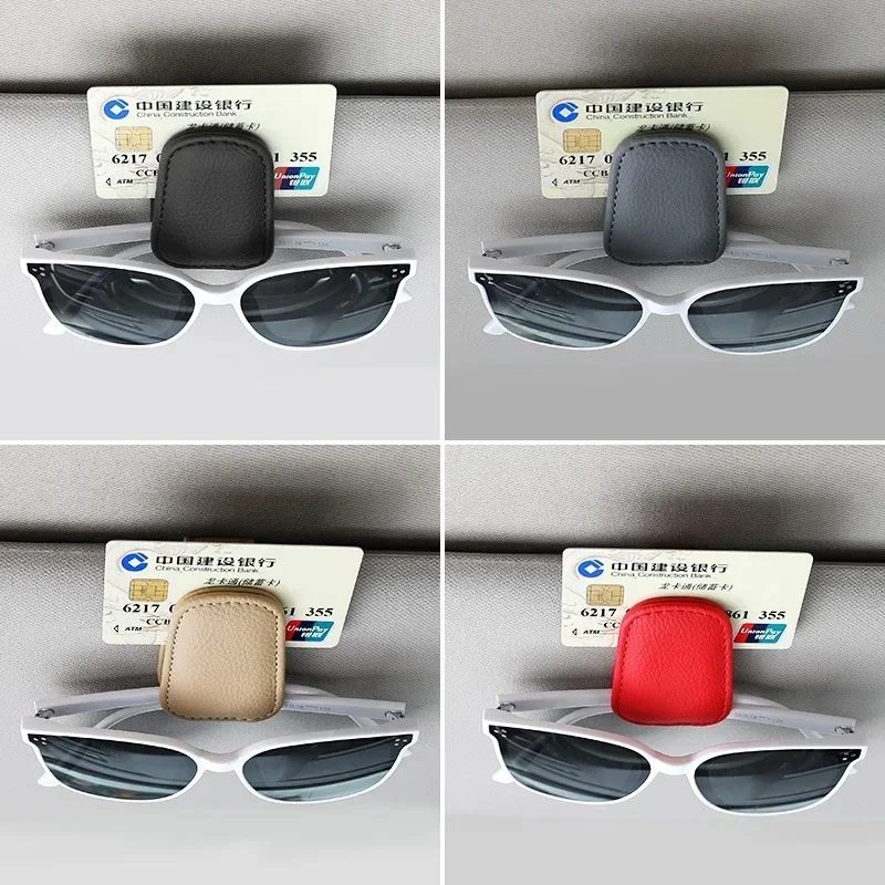 

Universal Car Sunglasses Holder Car Magnetic Leather Clip Card Ticket Holder Auto Sun Visor Glasses Box Decoration Accessories
