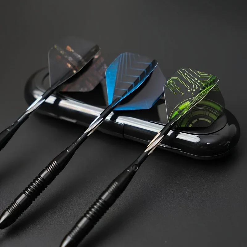 Hard-Tipped Dart Set with 3 Darts, 23g Metal Steel-Tipped Darts, Grooved Anti-Slip Dartboard, Aluminum Dart Shaft