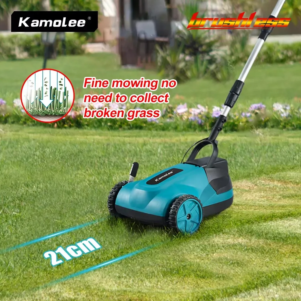 Kamolee-cortadora de césped con carga inalámbrica, cortacésped eléctrico portátil sin escobillas, herramienta de corte de césped ajustable en altura de 3 velocidades