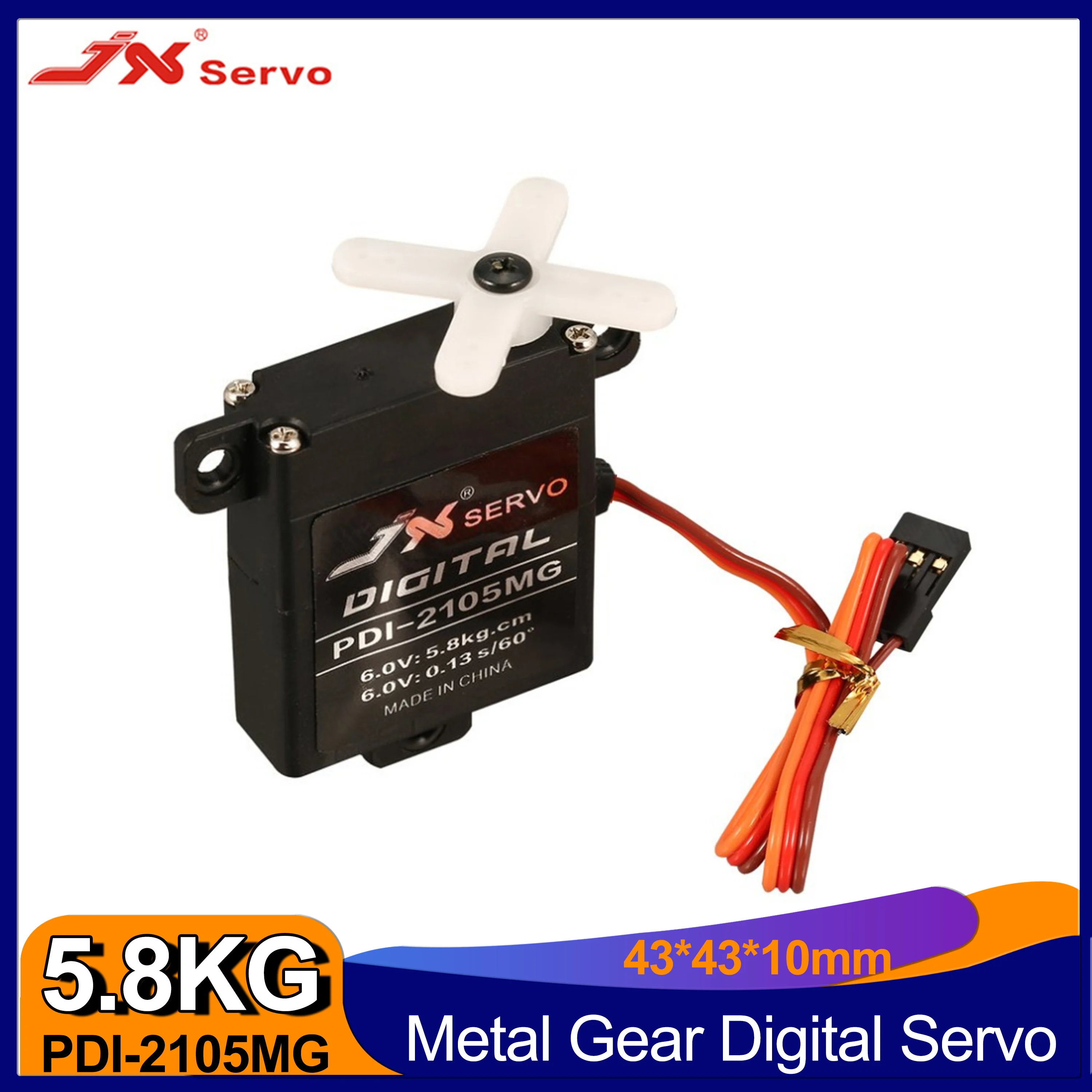 

JX 5.8KG Torque PDI-2105MG Metal Gear Mini Micro Servo Digital RC Servo for Fixed-wing Plane Aircraft Helicopter Robot