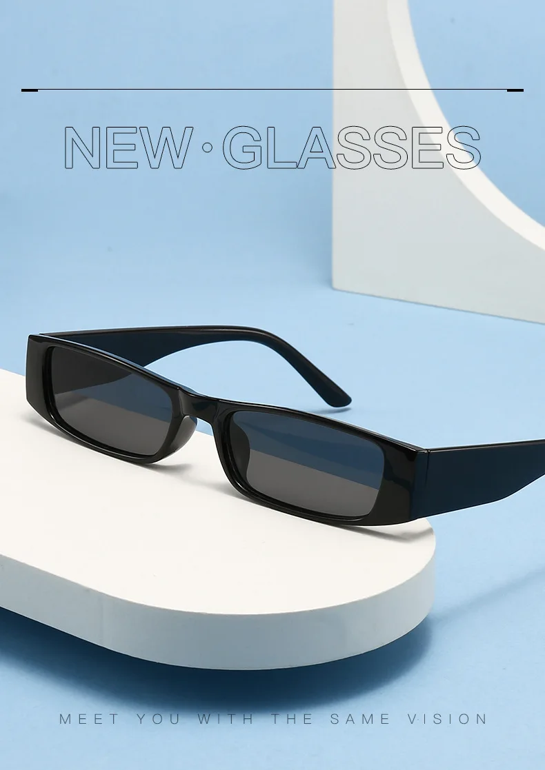 Neue Vintage Quadratische Sonnenbrille für Damen und Herren Marken-Rechteck-Sonnenbrille Ovale Brillen für Männer und Frauen – Detail 1