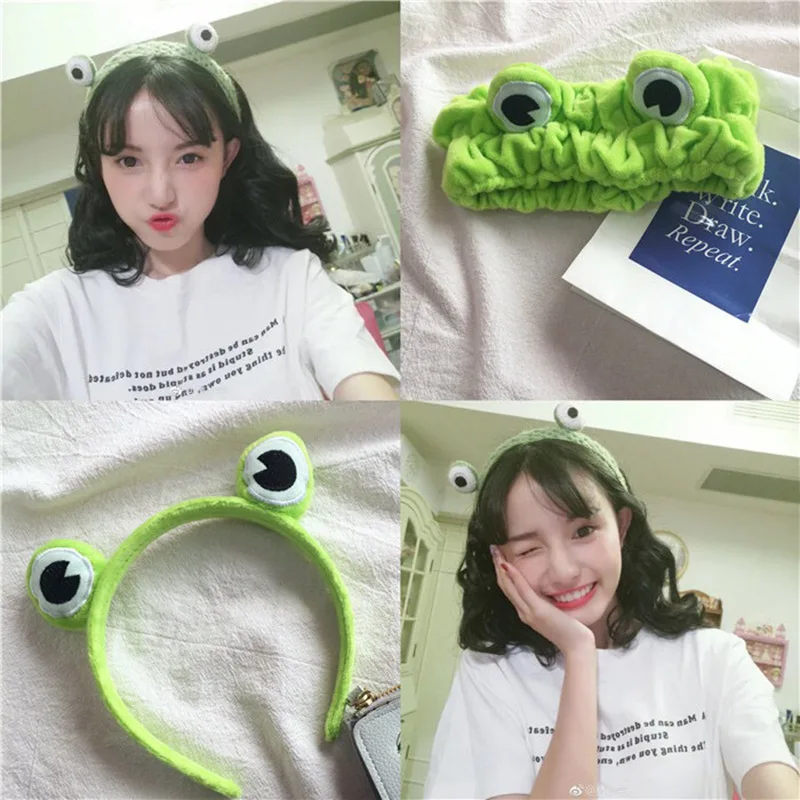 New Women Fashion Korean Ins Cute Funny Frog Washing Face Hair Band Headband Cartoon Cute Girl Headband