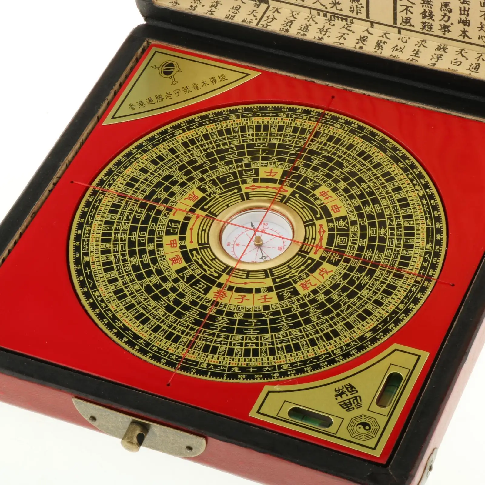 BaGua Feng Shui Chinese Luck w/ Wooden Dragon Phoenix Pattern Case