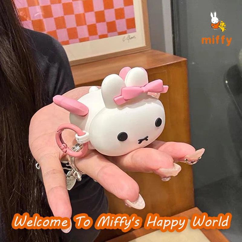 

Kawaii Miffy Earphone Shell Suitable for Airpods 4 3 2 Pro Cartoon Flying Rabbit Anti Drop Earphone Case Anime Accessories Gifts