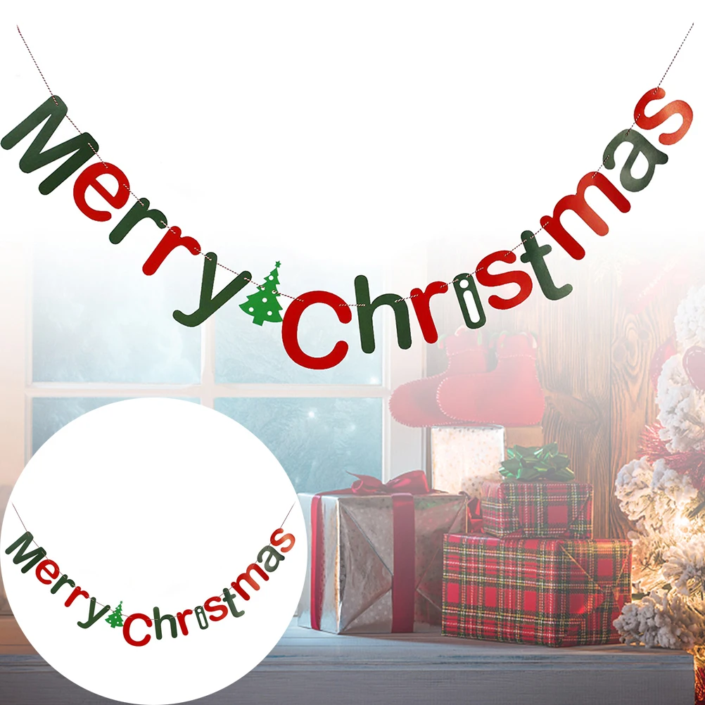 

Christmas Tree Letters Banners Decorations Tear Resistant Fabric Garland Wedding Birthday Party Christmas New Year