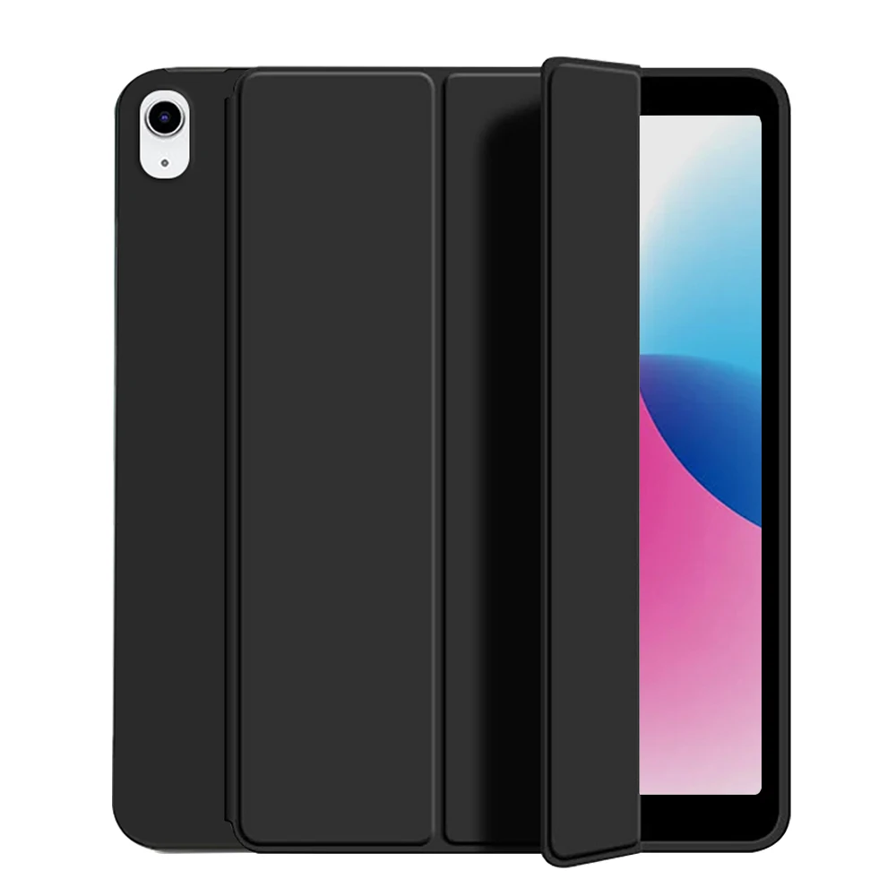 voor iPad 5/6/7/8/9/10e generatie Compatibel met Air 4/5/6/7 Pro 11, drievoudige standaard intelligente beschermhoes met zachte TPU-hoes