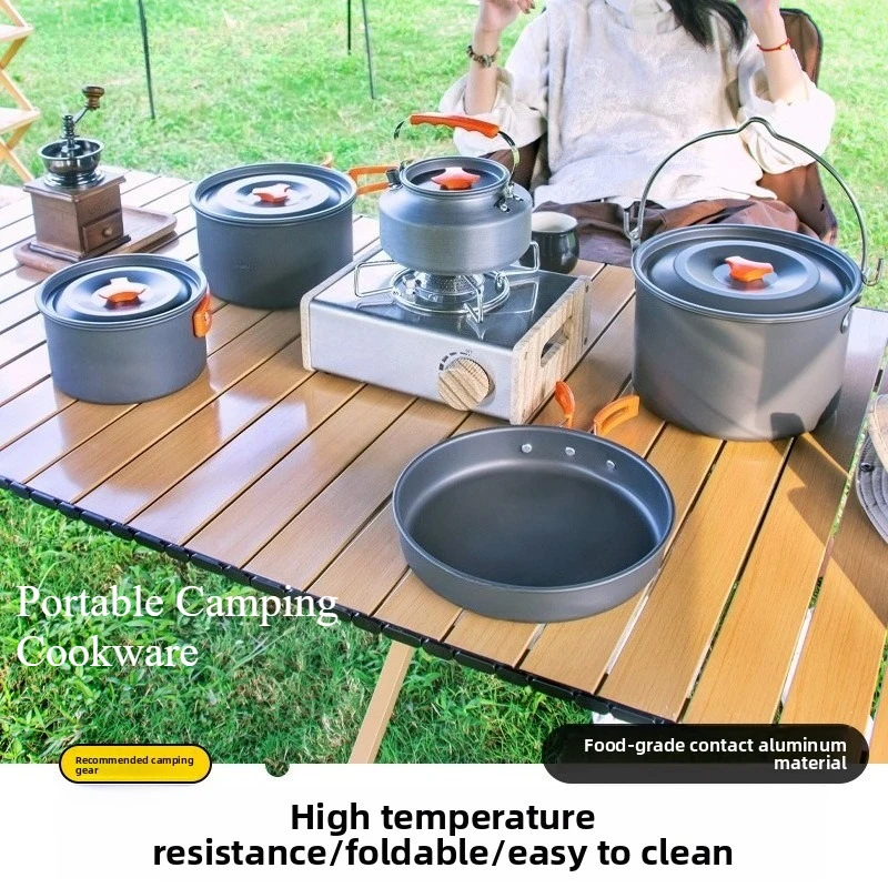 Camping Lightweight Cooking Pot - Portable Camping Cookware Set Complete Outdoor