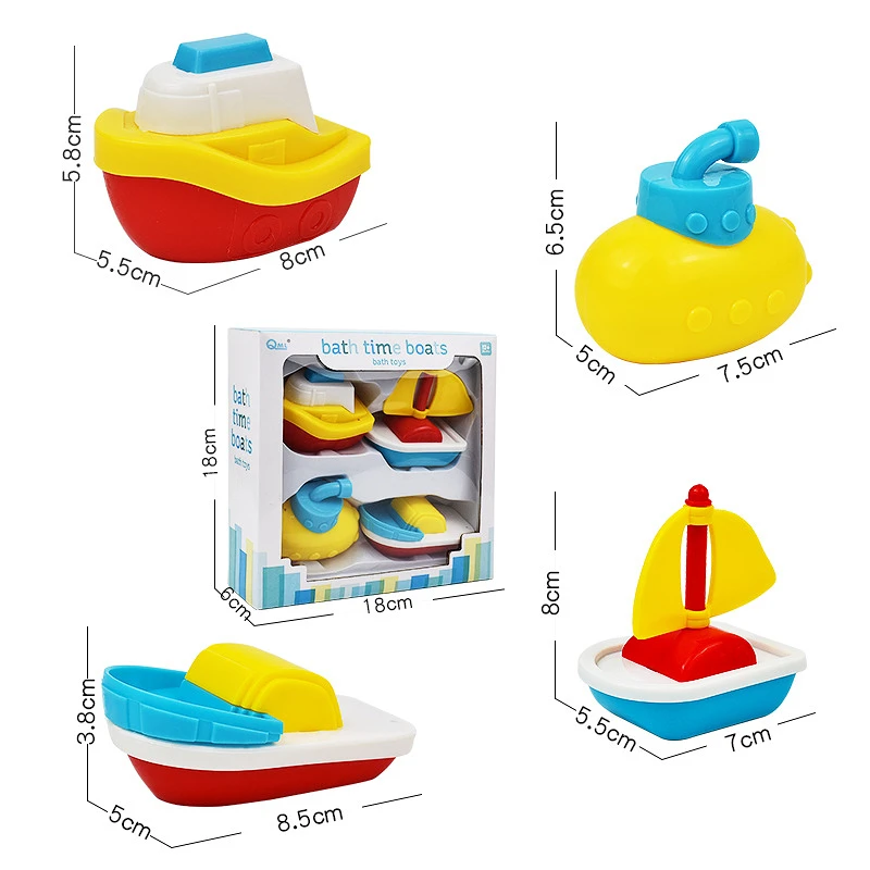 Juego de juguetes de agua para niños pequeños, bote de baño de verano, Juguetes Divertidos de agua para bebés de 0 a 3 años, 4 piezas por juego