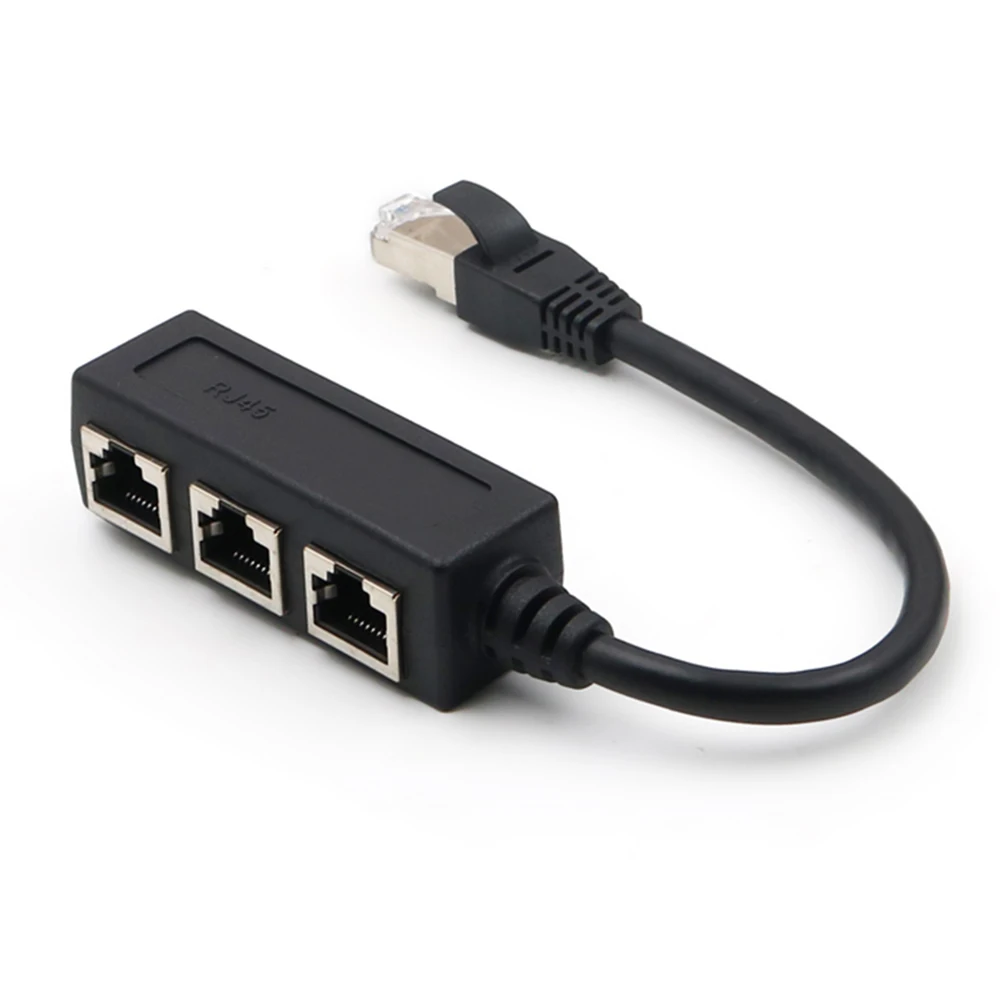 RJ45 Splitter LAN Ethernet Network RJ45 Connector Splitter Adapter Cable for Networking Extension 1 Male to 3 Female Adapter