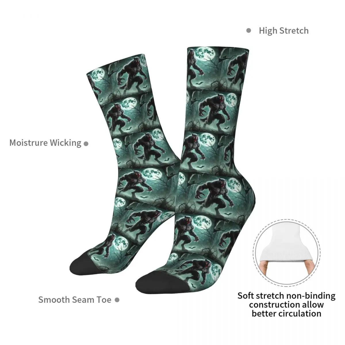 Lunar Howl Socks Harajuku Super Soft Stockings All Season Long Socks Accessories for Man's Woman's Christmas Gifts