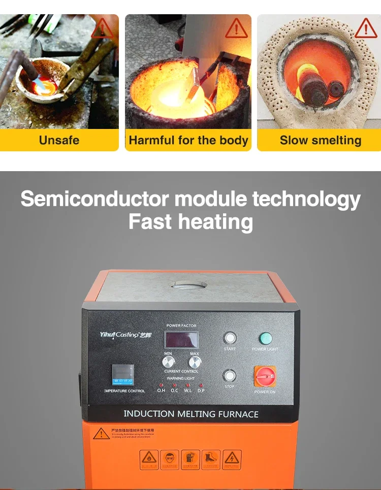 Gold Bar Making Machine 12KW 3kg Induction Melting Furnace For Jewelry Casting