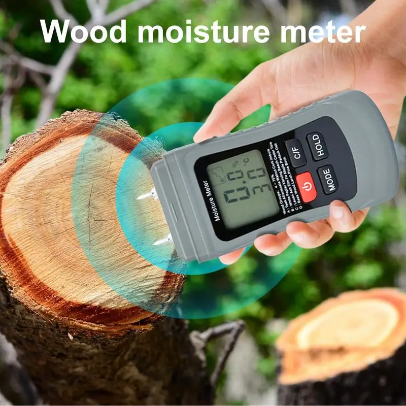 Firewood Moisture Meter Precise Moisture Reader Digital Moisture Meter Portable Temperature Humidity Monitor Moisture Detector