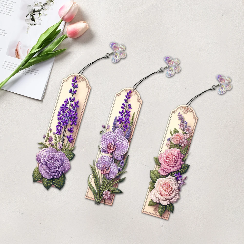 

3Pcs Special Shape Red Rose DIY Bookmarks Diamond Painting Kits Diamond Painting Bookmark Making Kit for Adults Beginners