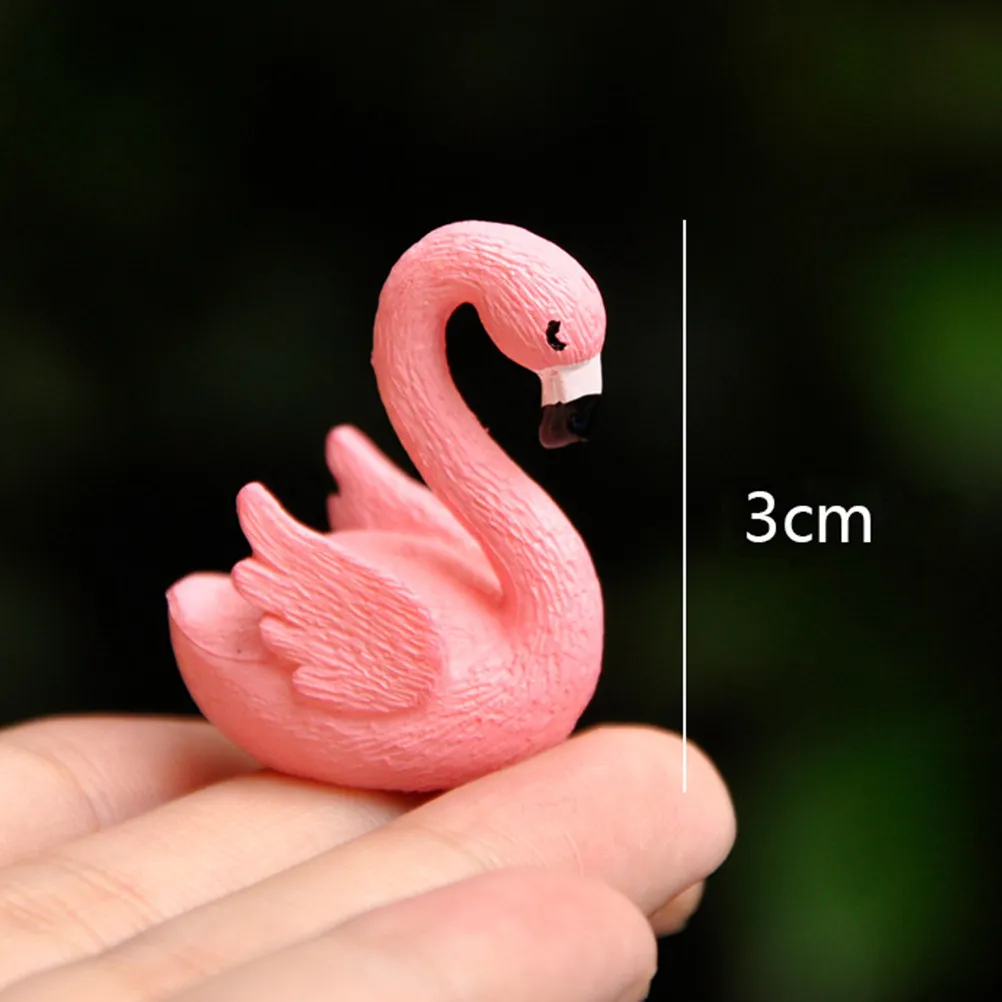 8Pcs Flamingo Ornaments Miniature PVC Cake Decoration DIY Landscape Craft Accessories for Wedding Birthday Party Room Decor