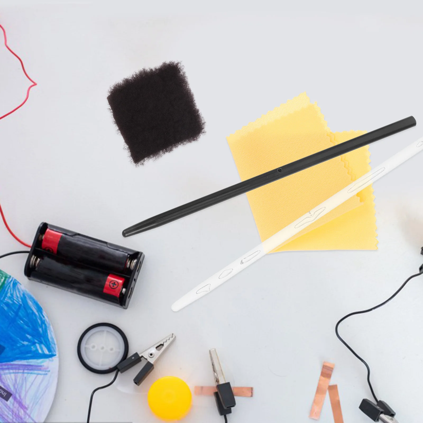 

2 set Electrostatic Experiment Kit Acrylic Stick Rubber Rod Cloth For Physics Classroom Science Project Triboelectric Series