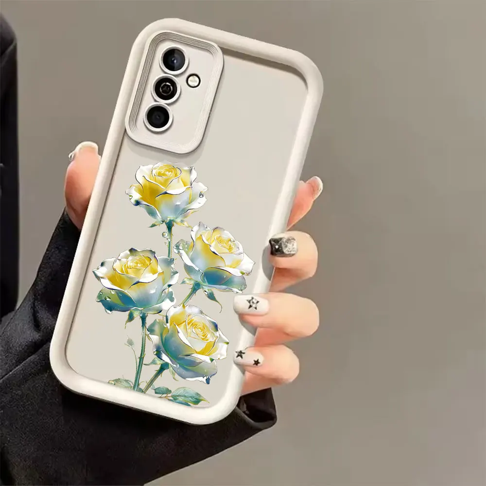 Silicone Beauty Rose Flower Pattern Case For Samsung Galaxy A73 A72 A71 A56 A55 A54 A53 A52 A52s A50 A50s 5G 4G  Soft TPU Cover view 5