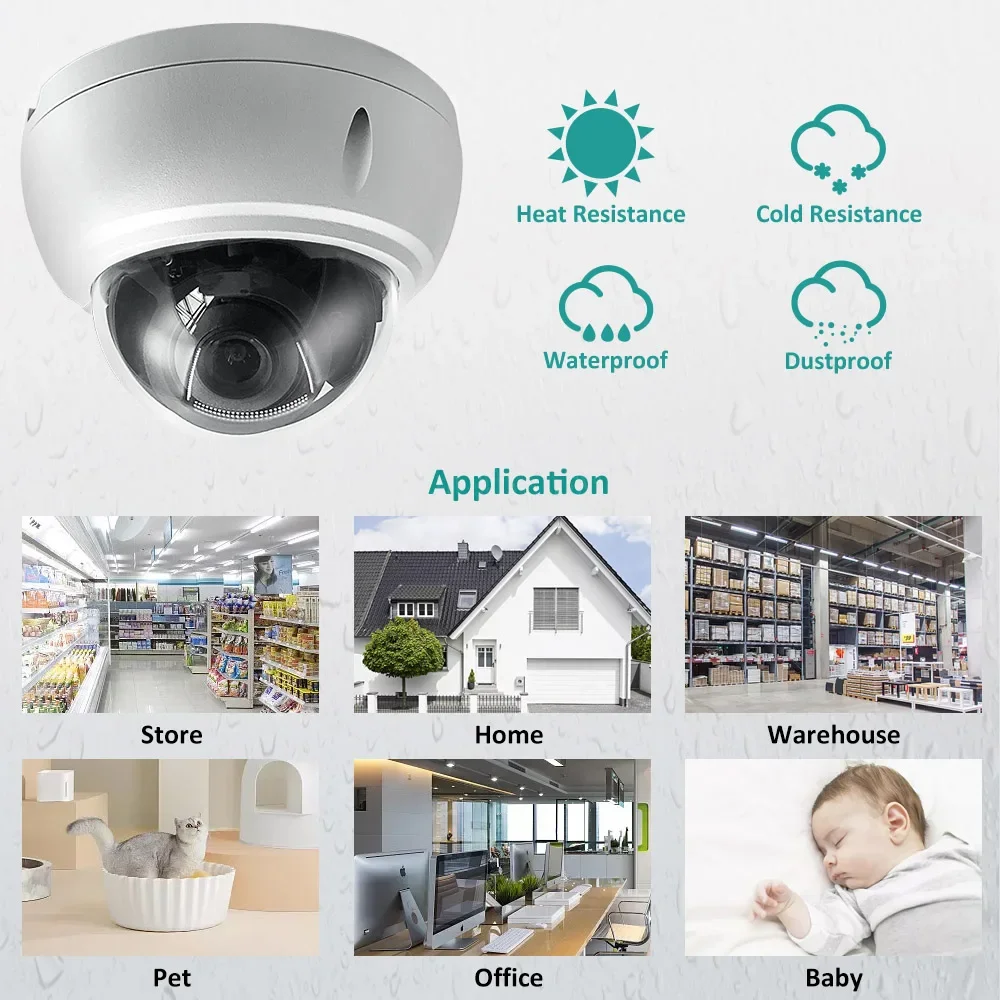 IMX415 8MP 4K POE Dome IP kamera Hikvision uyumlu akıllı IR CCTV ev güvenlik için açık Motion hareket algılama Onvif