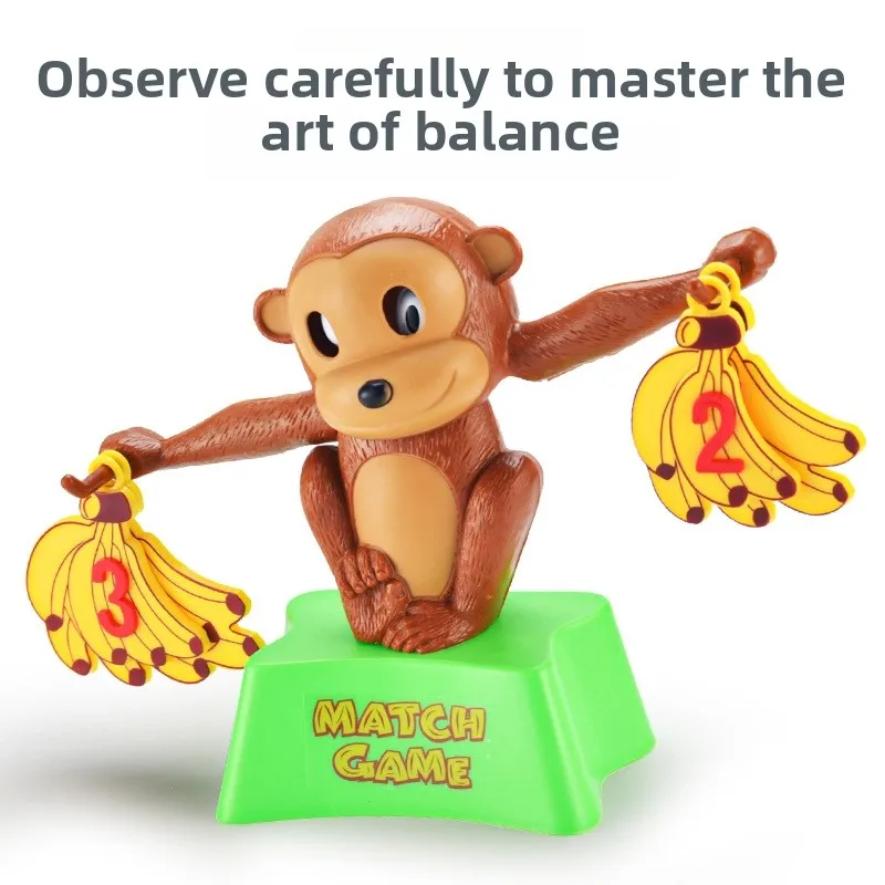 Monkey Balance Scale Math Learning Toy for Kids, Addition Subtraction Game with Banana Weights, Interactive Tabletop Fun Gift